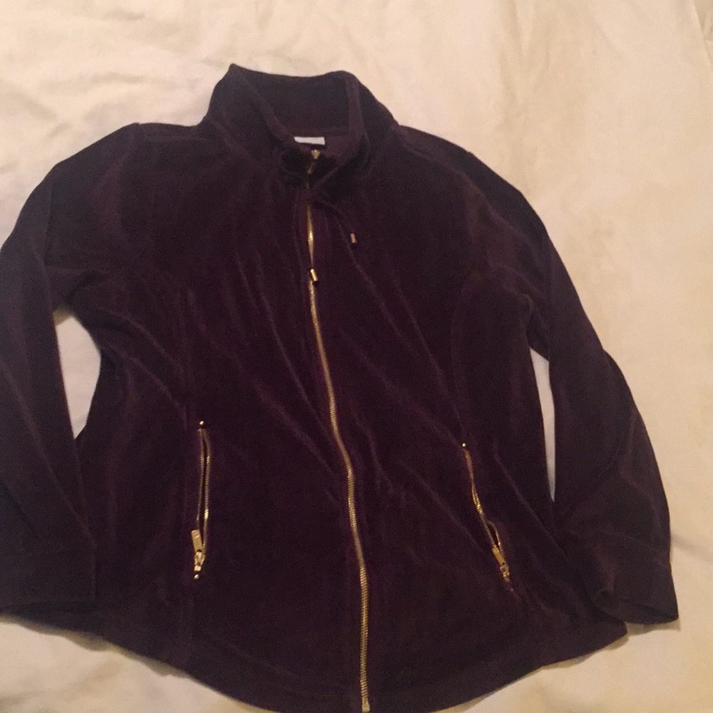 Charter Club Full Zip Purple Velour Sweatshirt